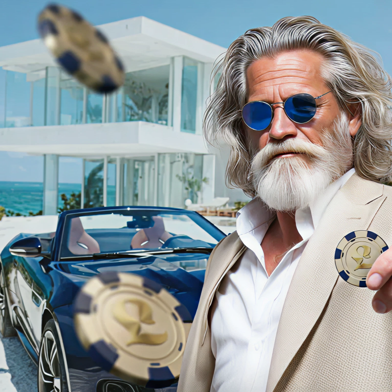 Goldene Geschenkbox mit Schleife und schwebenden Münzen auf grünem Hintergrund – LuckyMeister Casino.